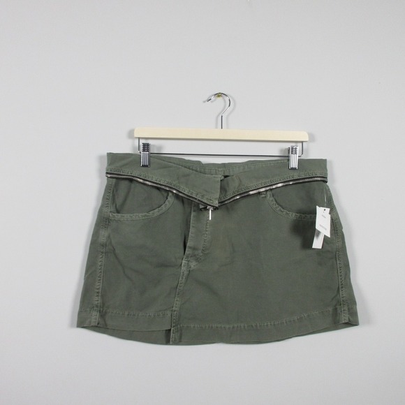 Urban Outfitter Denim Mini Skirt L Green Folded Waistband Cotton Preppy Y2K 318 - Picture 1 of 10
